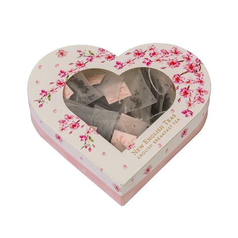 Cherry Blossom 10 Teabag Heart Shaped Box - New English Teas