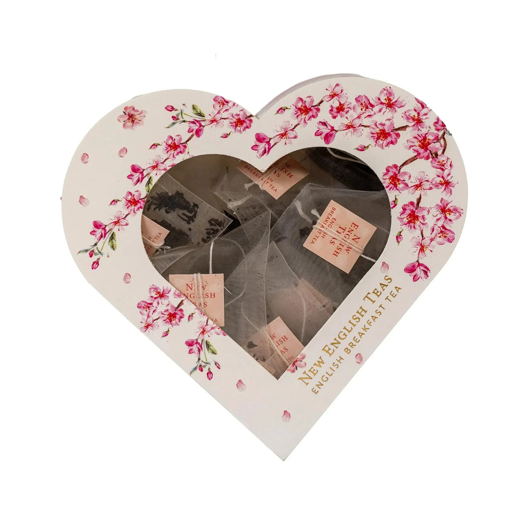 Cherry Blossom 10 Teabag Heart Shaped Box - New English Teas