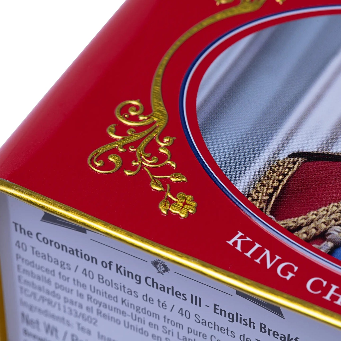 King Charles III Coronation Tea Tin with 40 English Breakfast Teabags Tea Tins New English Teas 