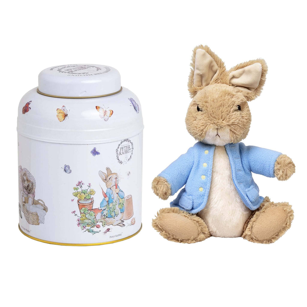 Beatrix Potter Rabbit Plush & 80 Teabag Tea Caddy Gift Set - New English Teas