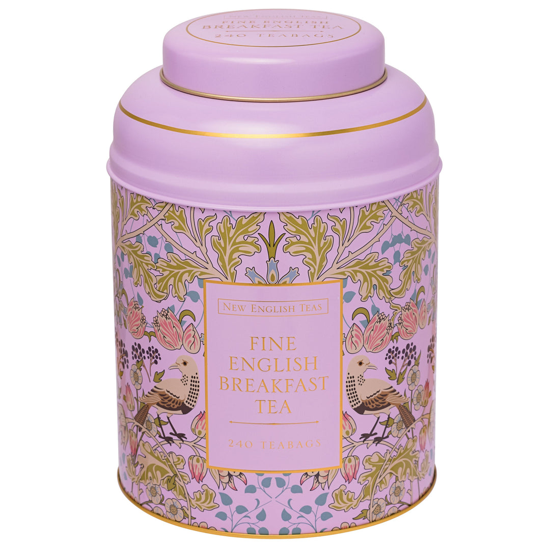 Song Thrush 240 Teabag Tea Caddy - Pink - New English Teas