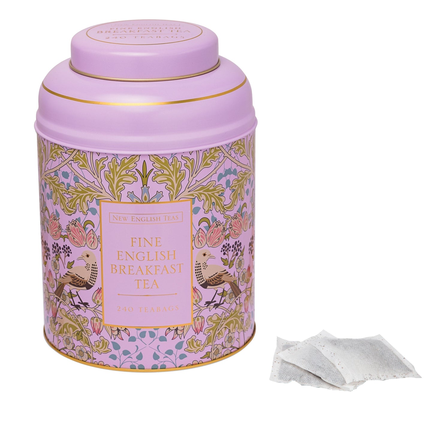 Song Thrush 240 Teabag Tea Caddy - Pink - New English Teas