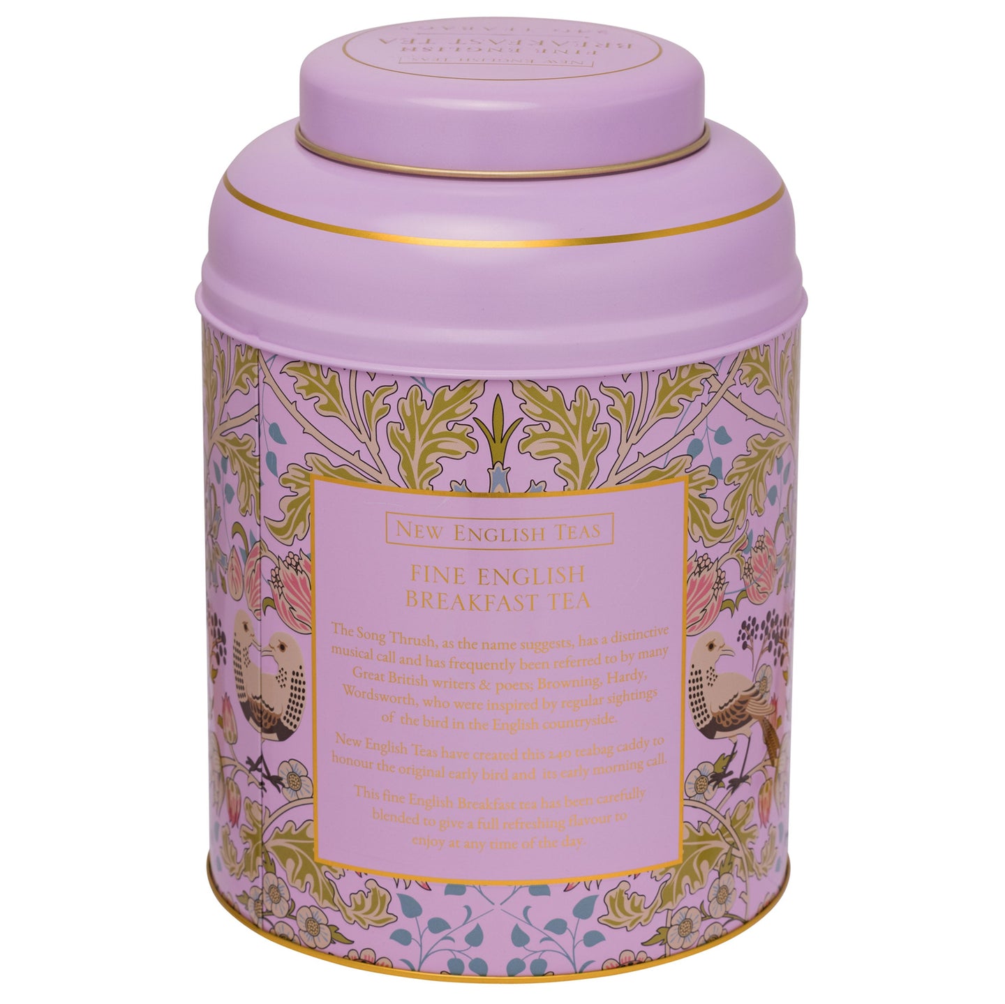 Song Thrush 240 Teabag Tea Caddy - Pink - New English Teas