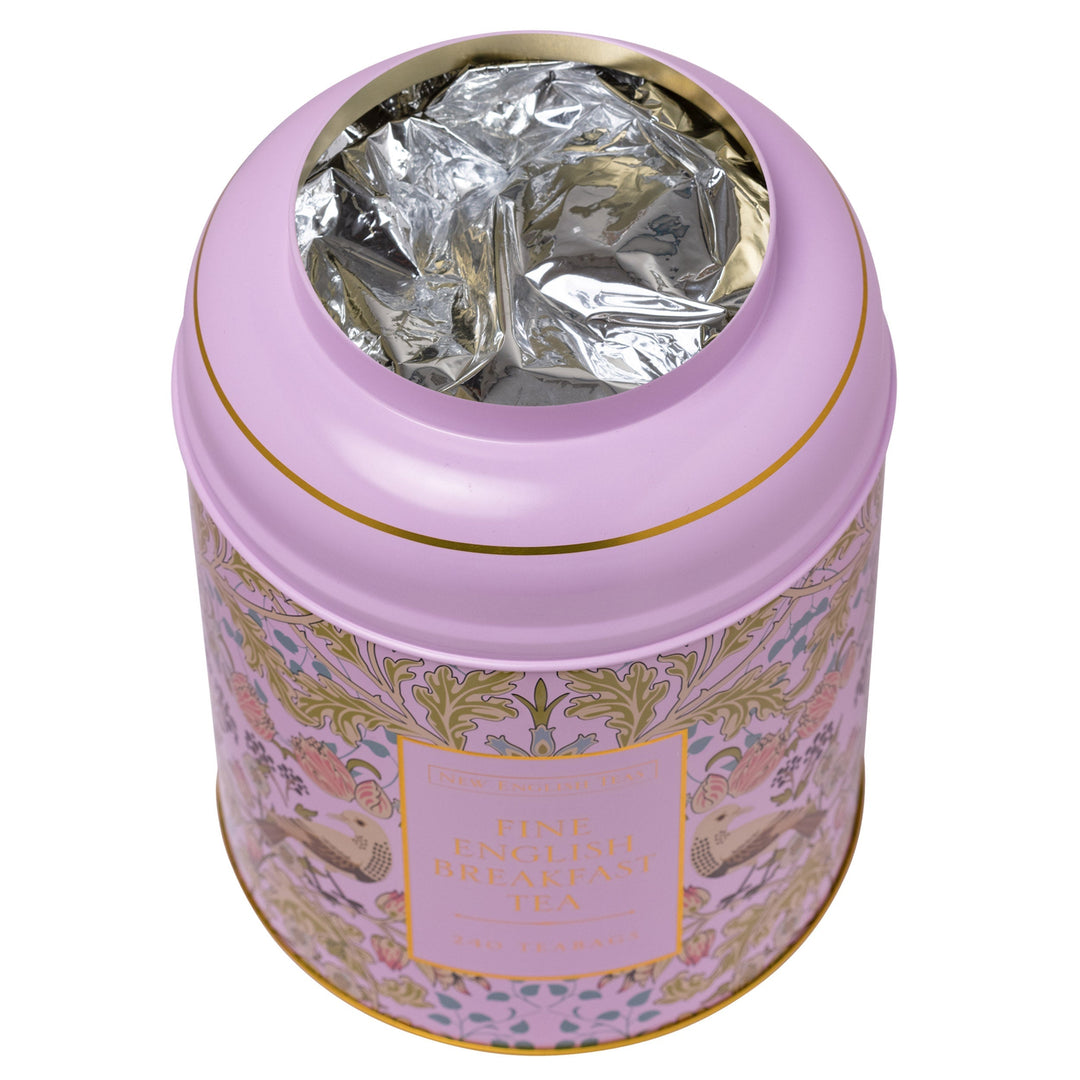 Song Thrush 240 Teabag Tea Caddy - Pink - New English Teas