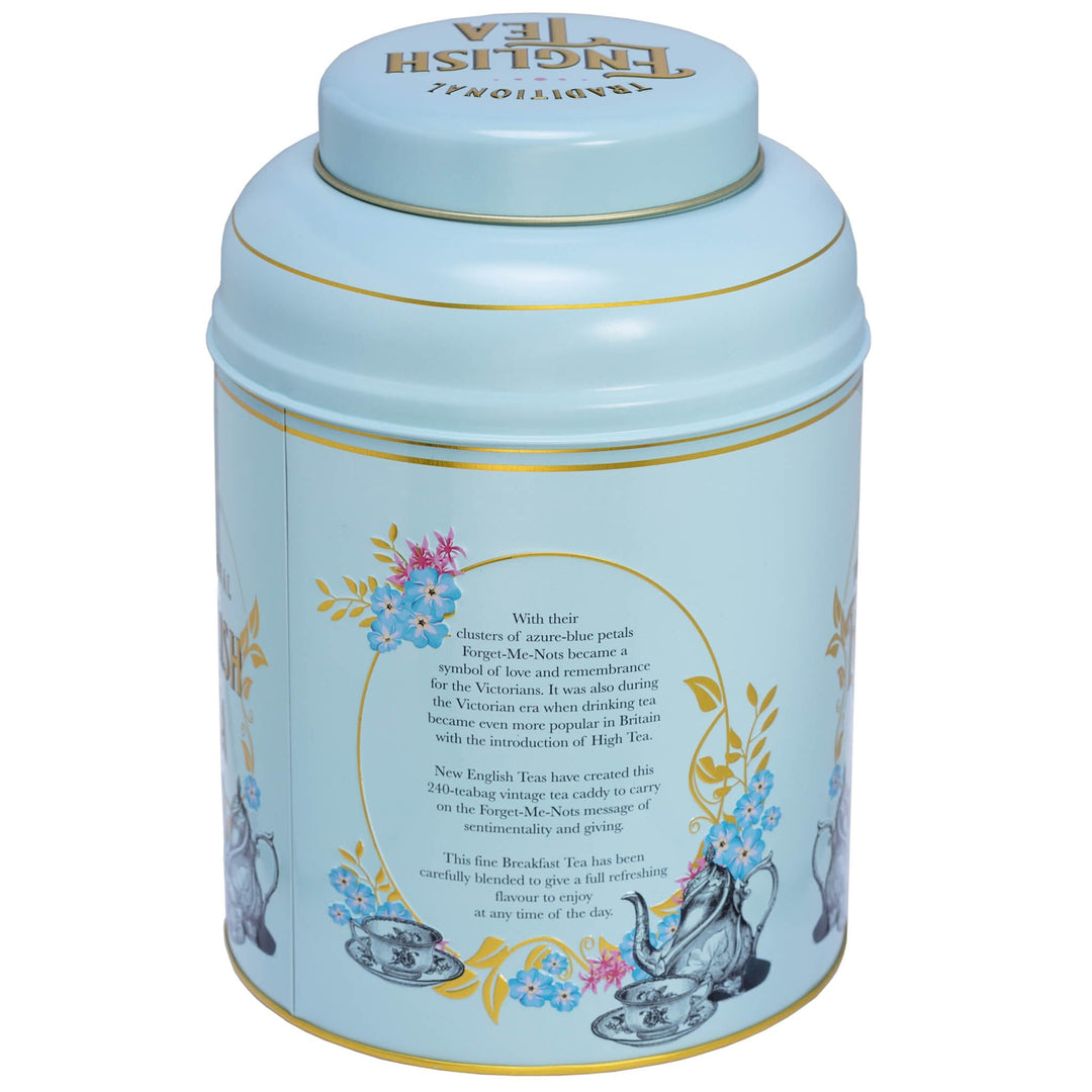 Vintage Victorian 240 Teabag Tea Caddy - Powder Blue - New English Teas