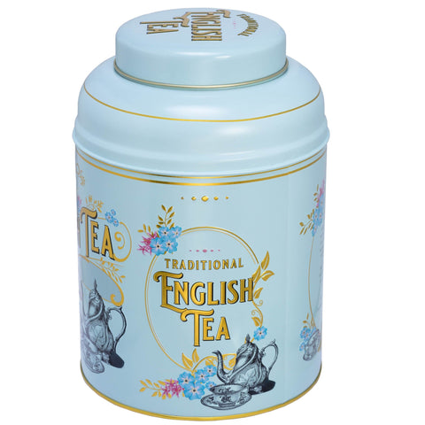 Vintage Victorian 240 Teabag Tea Caddy - Powder Blue - New English Teas