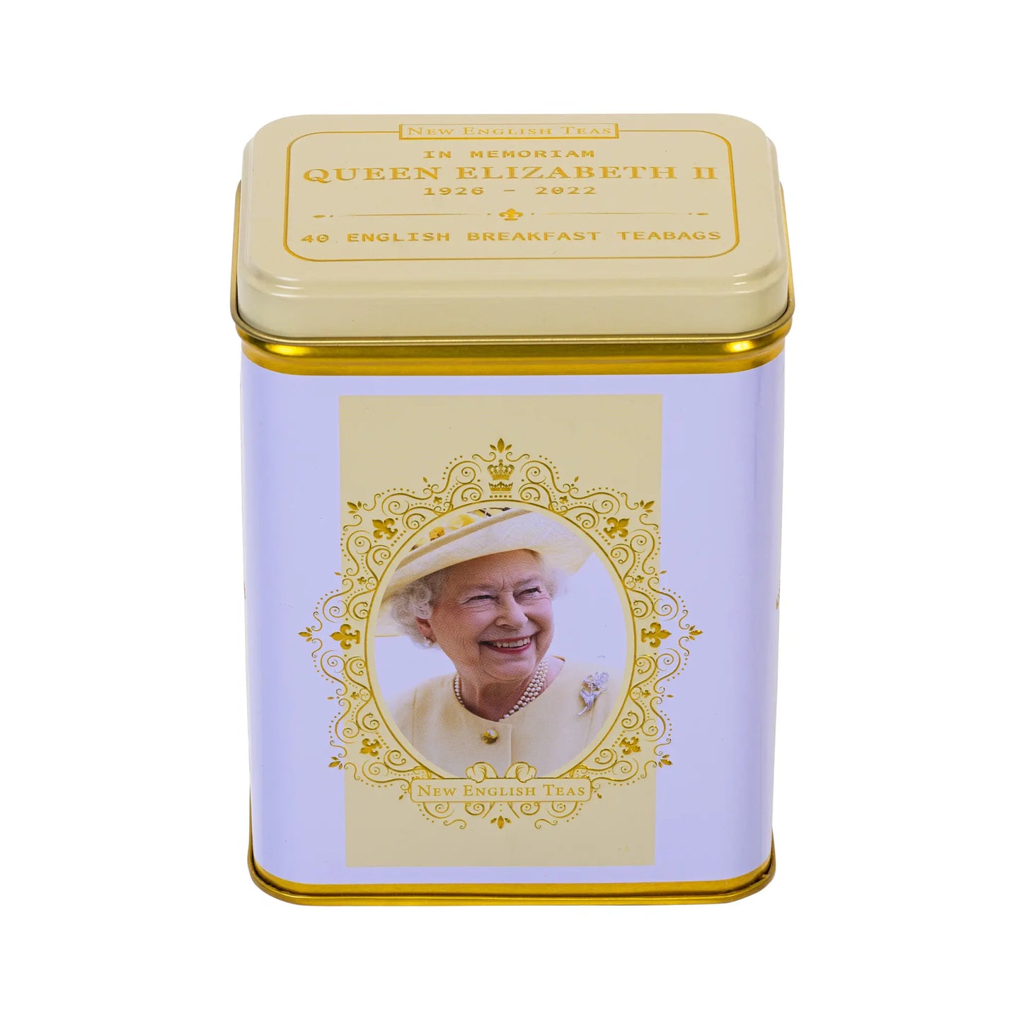 Queen Elizabeth II Portrait Tea Tin with 40 English Breakfast Teabags