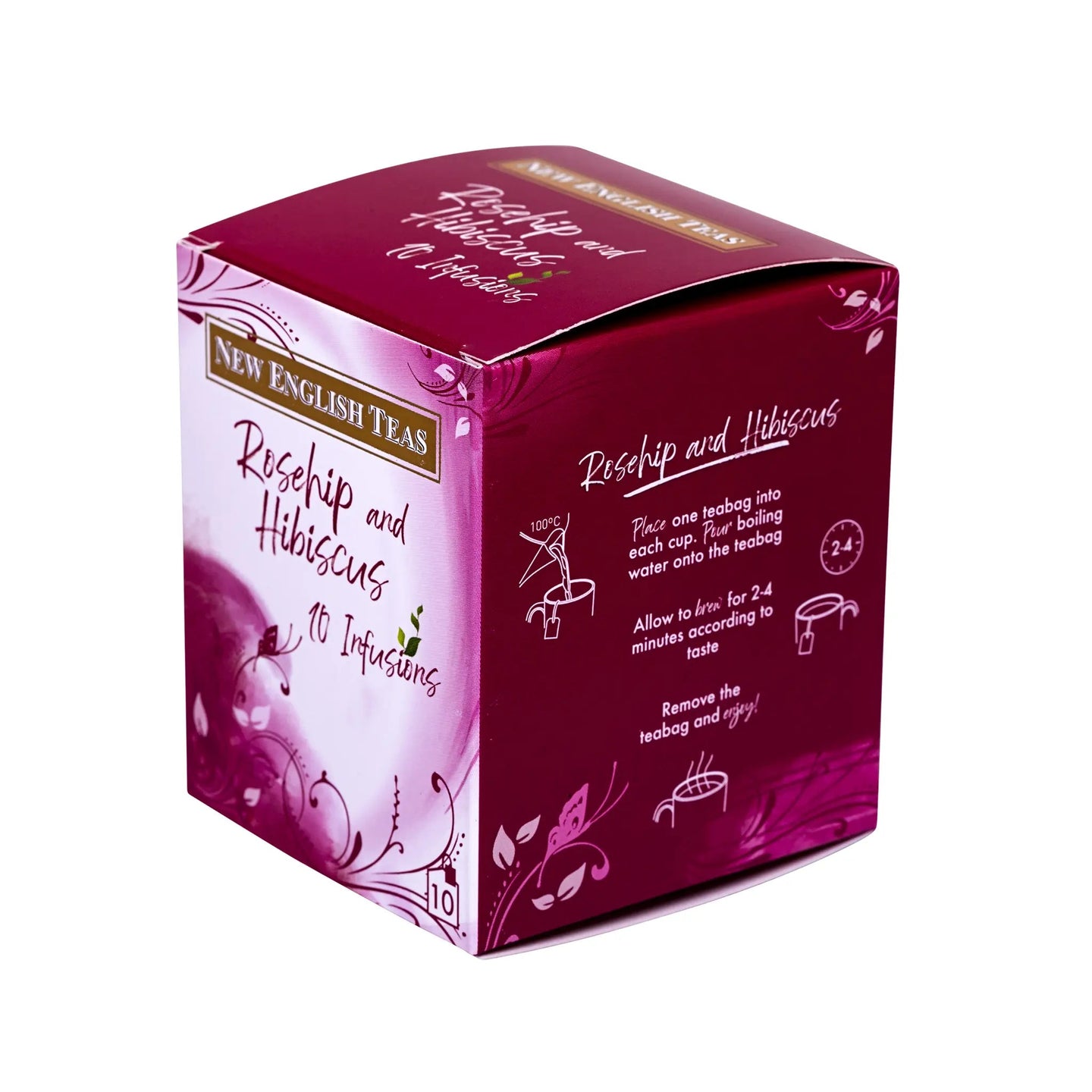 Rosehip and Hibiscus Tea 10 Individually Wrapped Teabags Tea Boxes New English Teas 