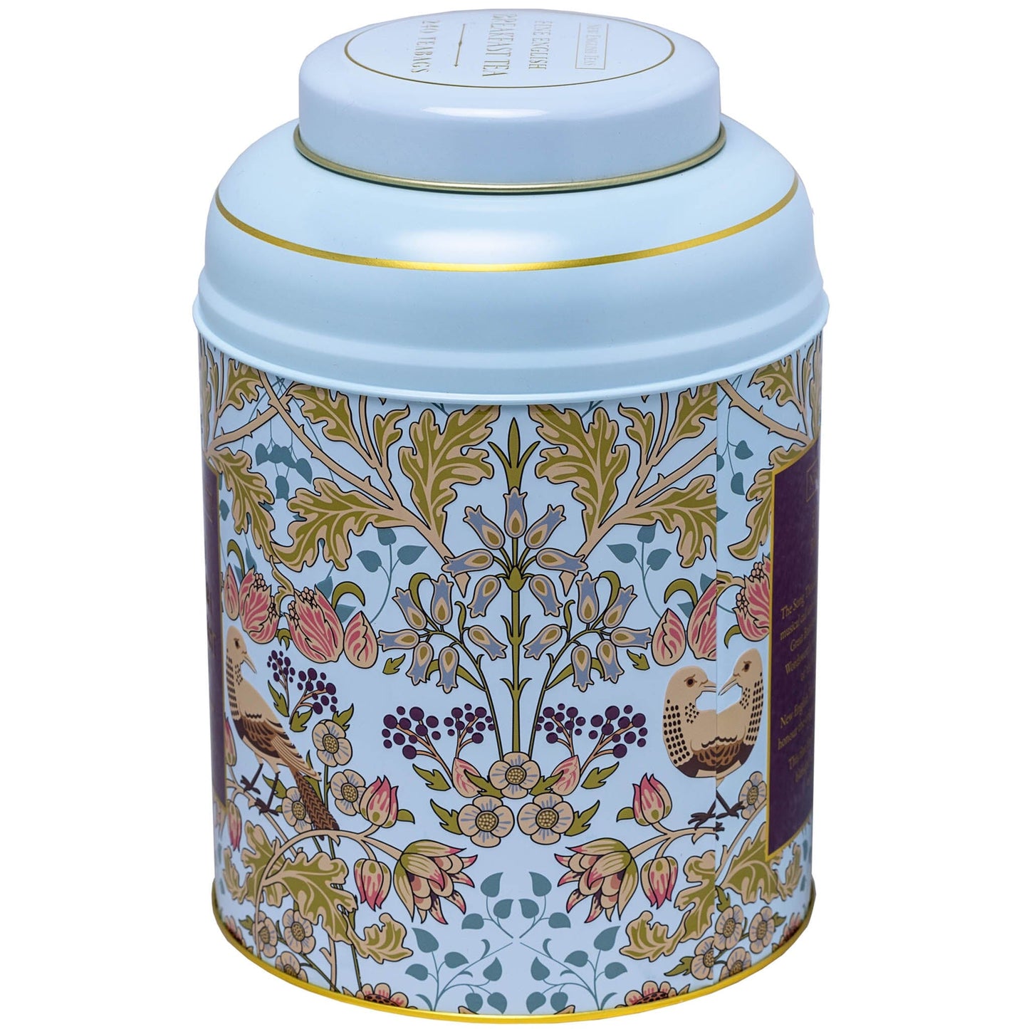 Song Thrush 240 Teabag Tea Caddy - Pale Blue - New English Teas