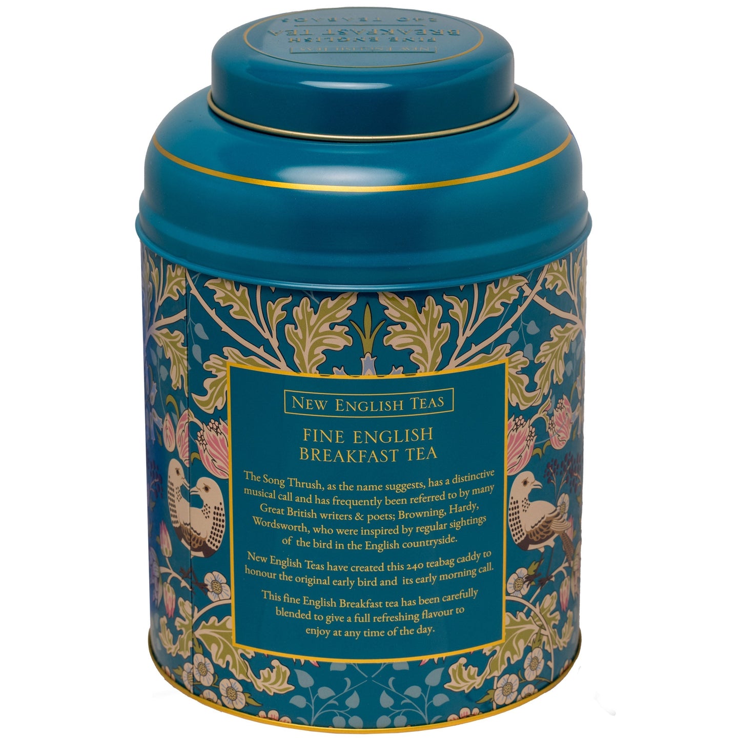 Song Thrush 240 Teabag Tea Caddy - Teal - New English Teas