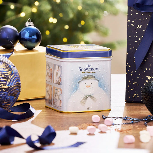 The Snowman 125g square hot chocolate tin by New English Teas