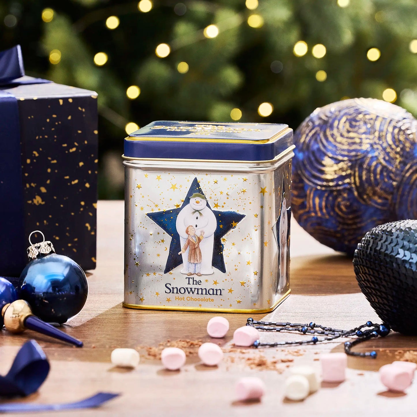 The Snowman 'Star' 125g square Hot Chocolate tin by New English Teas