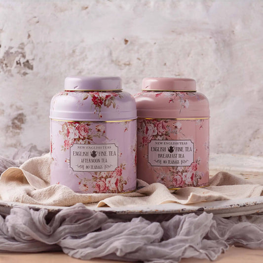 Vintage Floral Tea Caddy Bundle with 160 teabags by New English Teas