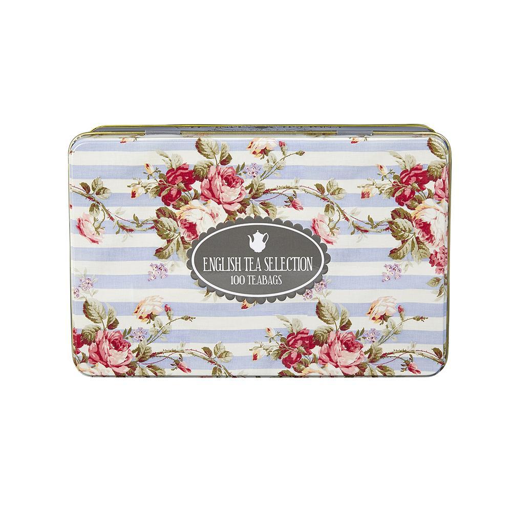 Vintage Floral Tea Selection Tin - Powder Blue - New English Teas