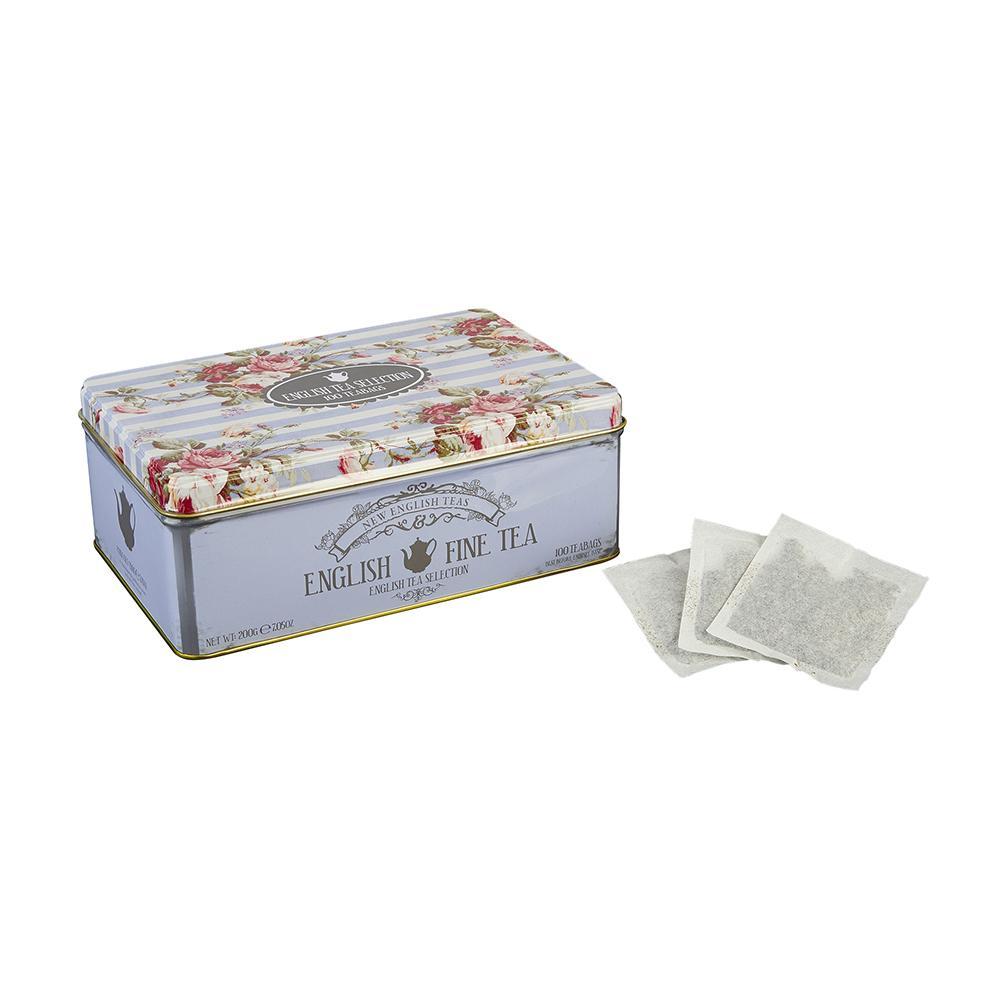 Vintage Floral Tea Selection Tin - Powder Blue - New English Teas