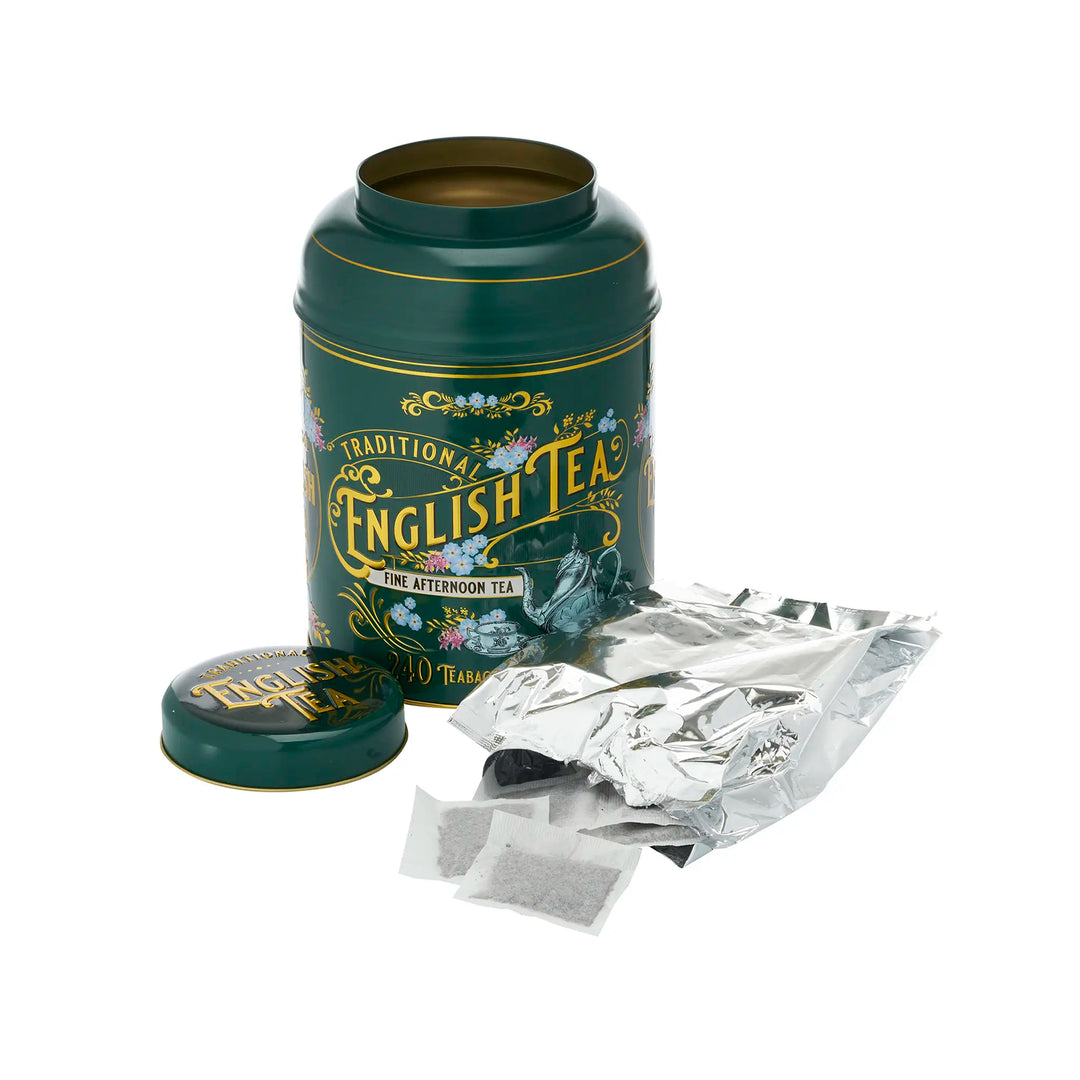 Vintage Victorian 240 Teabag Tea Caddy - Bottle Green - New English Teas