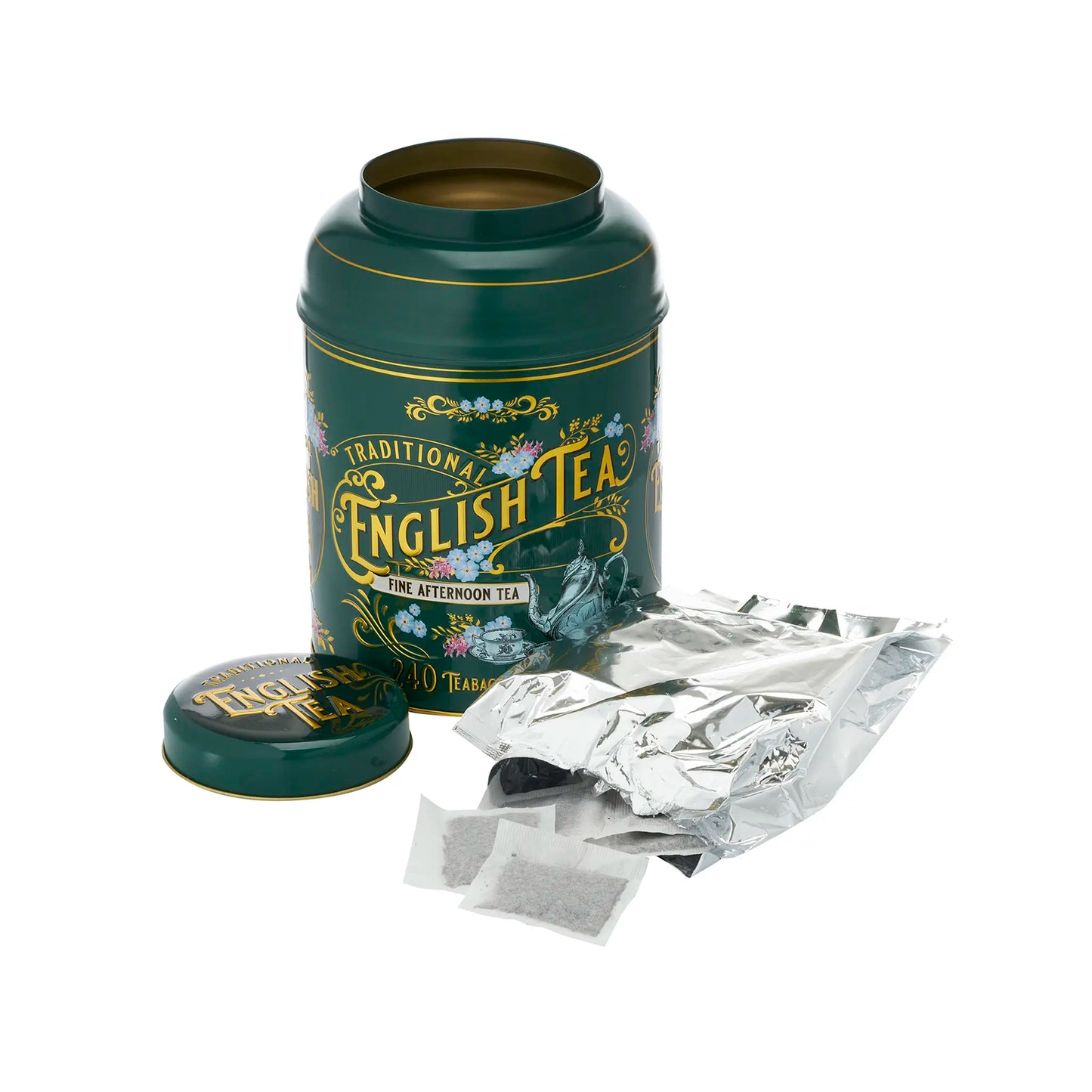 Vintage Victorian 240 Teabag Tea Caddy - Bottle Green - New English Teas