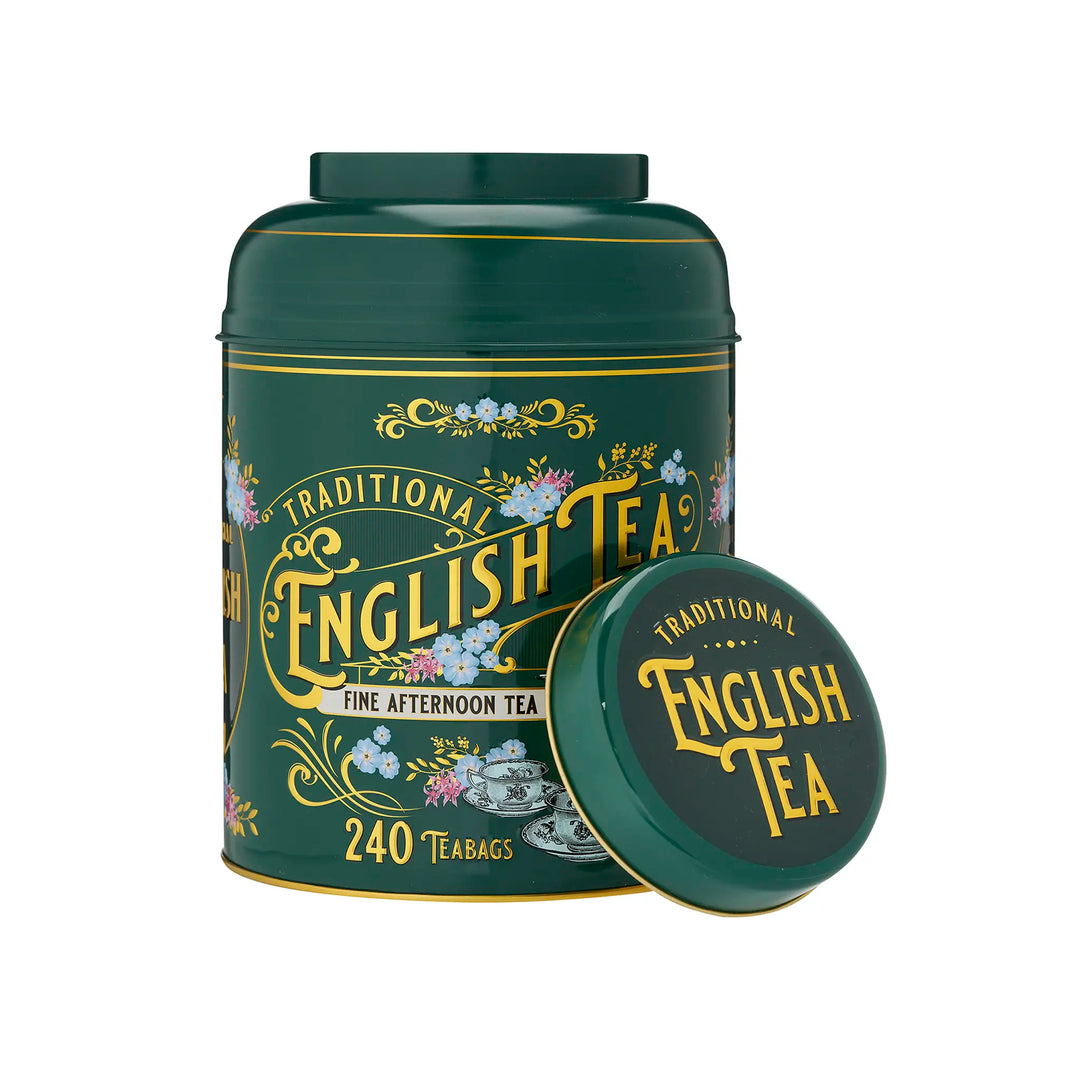 Vintage Victorian 240 Teabag Tea Caddy - Bottle Green - New English Teas