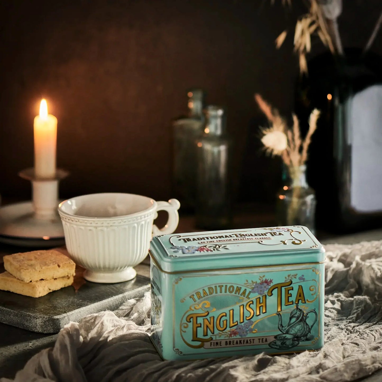 Vintage Victorian Classic Tea Tin - Mint Green - New English Teas