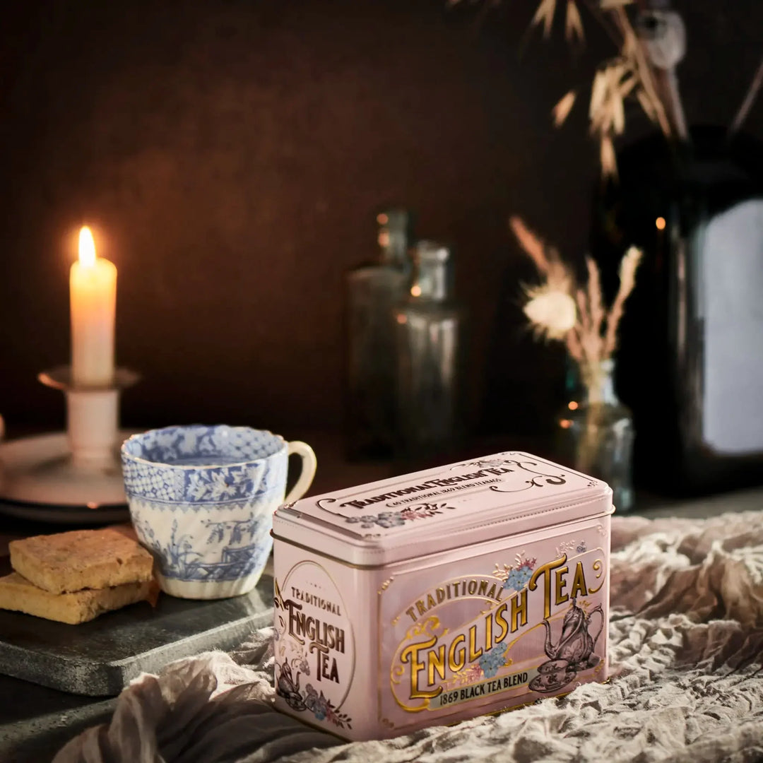 Vintage Victorian Classic Tea Tin - Pink - New English Teas