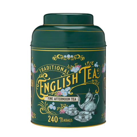 Vintage Victorian 240 Teabag Tea Caddy - Bottle Green - New English Teas