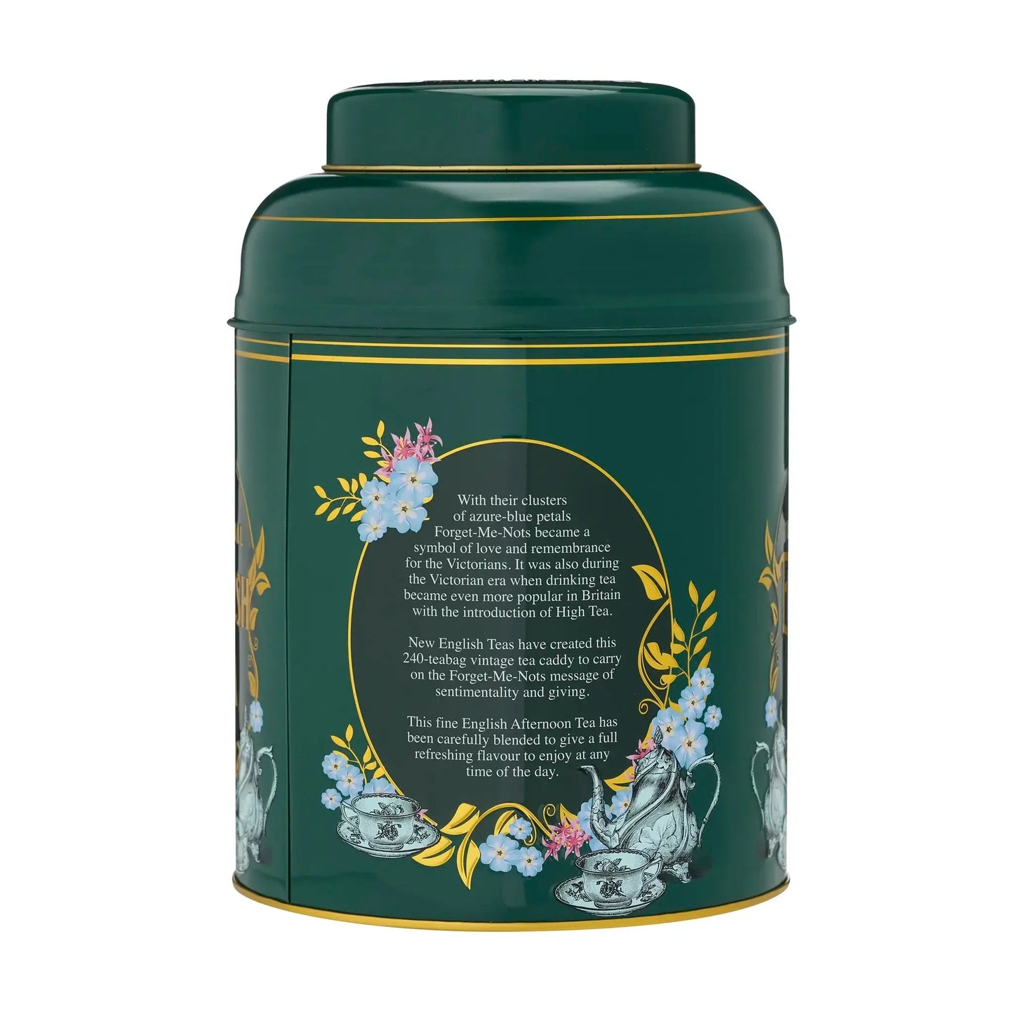 Vintage Victorian 240 Teabag Tea Caddy - Bottle Green - New English Teas