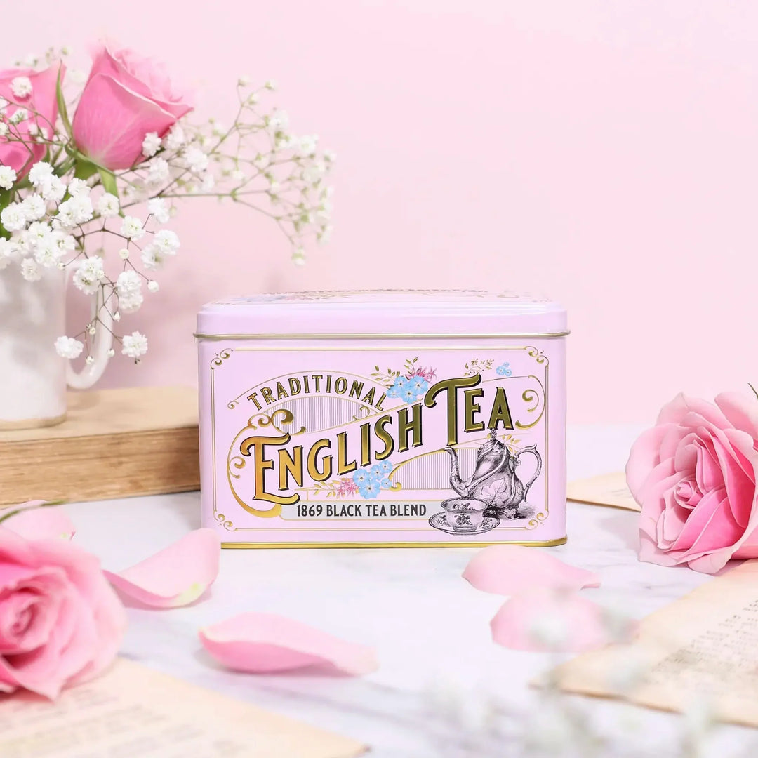 Vintage Victorian Classic Tea Tin - Pink - New English Teas