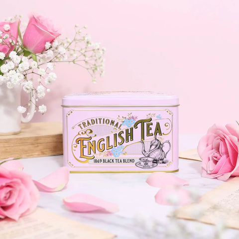 Vintage Victorian Classic Tea Tin - Pink - New English Teas