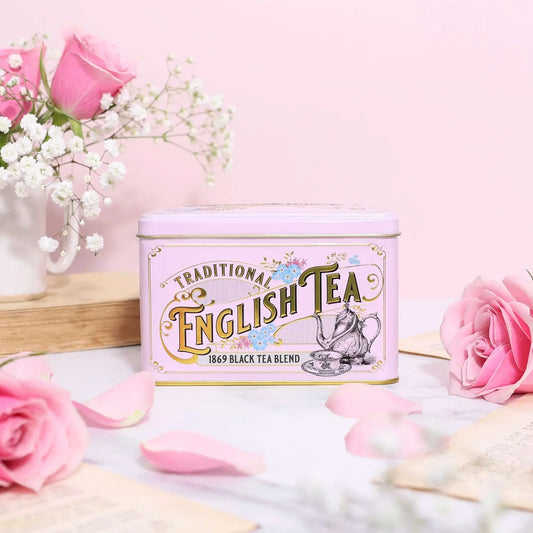 Vintage Victorian Classic Tea Tin - Pink - New English Teas