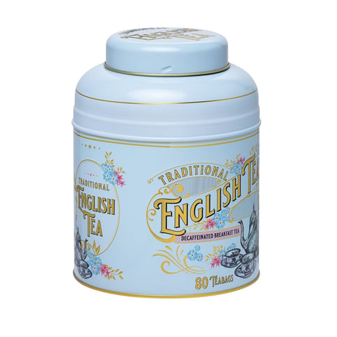 Vintage Victorian 80 Teabag Tea Caddy - Powder Blue - New English Teas