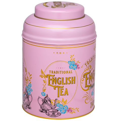 Vintage Victorian 240 Teabag Tea Caddy - Pink - New English Teas