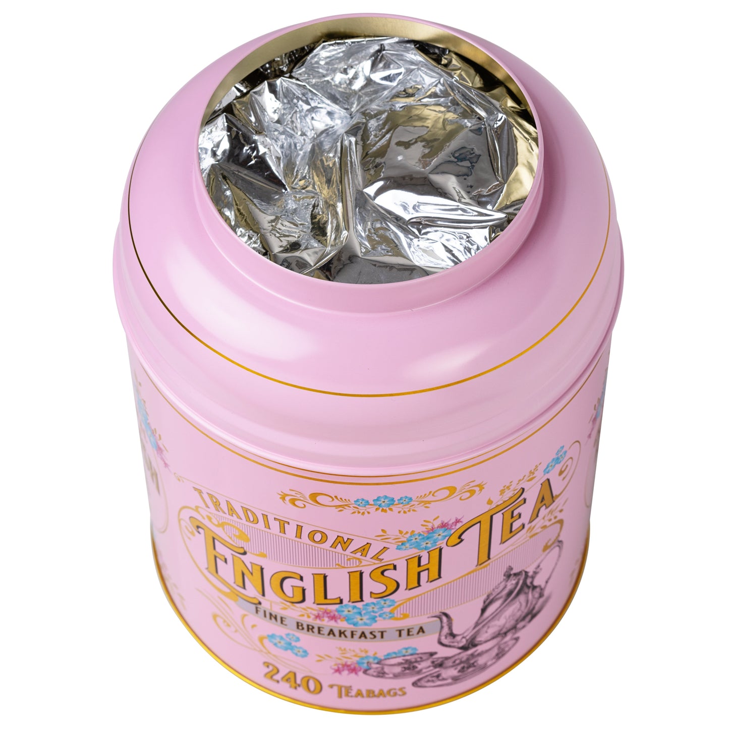 Vintage Victorian 240 Teabag Tea Caddy - Pink - New English Teas