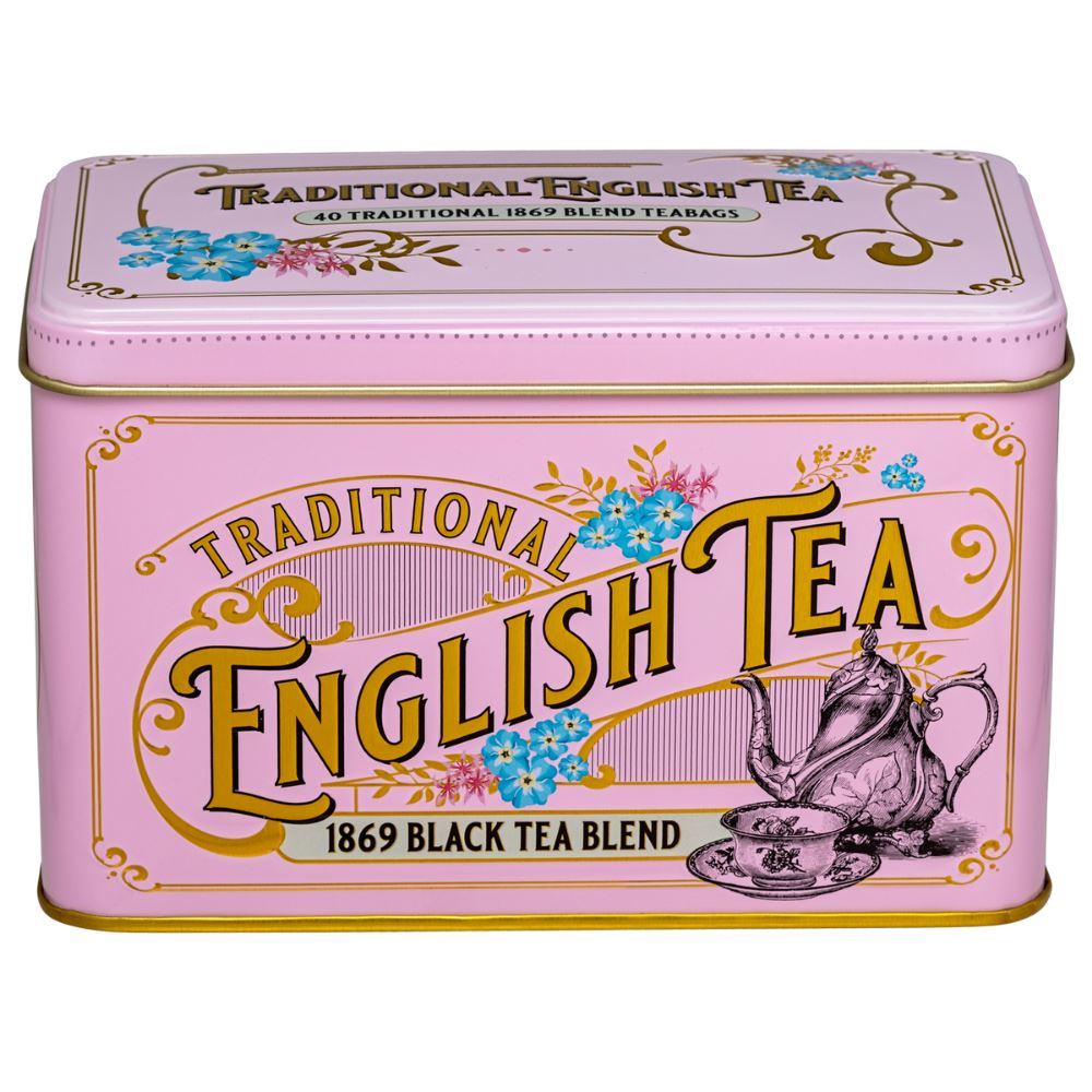 Vintage Victorian Classic Tea Tin - Pink - New English Teas