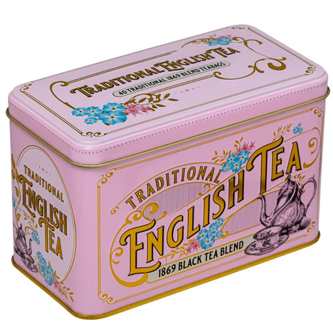 Vintage Victorian Classic Tea Tin - Pink - New English Teas