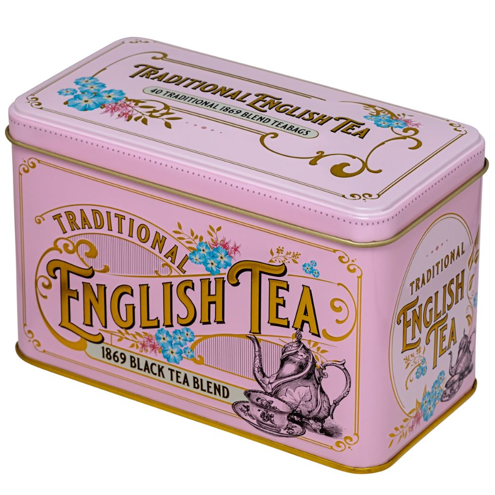 Vintage Victorian Classic Tea Tin - Pink - New English Teas