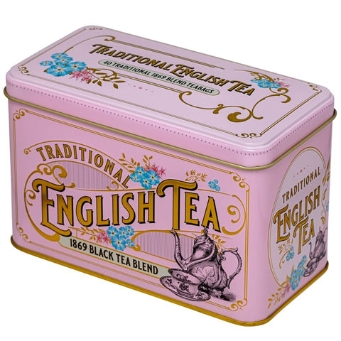 Vintage Victorian Classic Tea Tin - Pink - New English Teas
