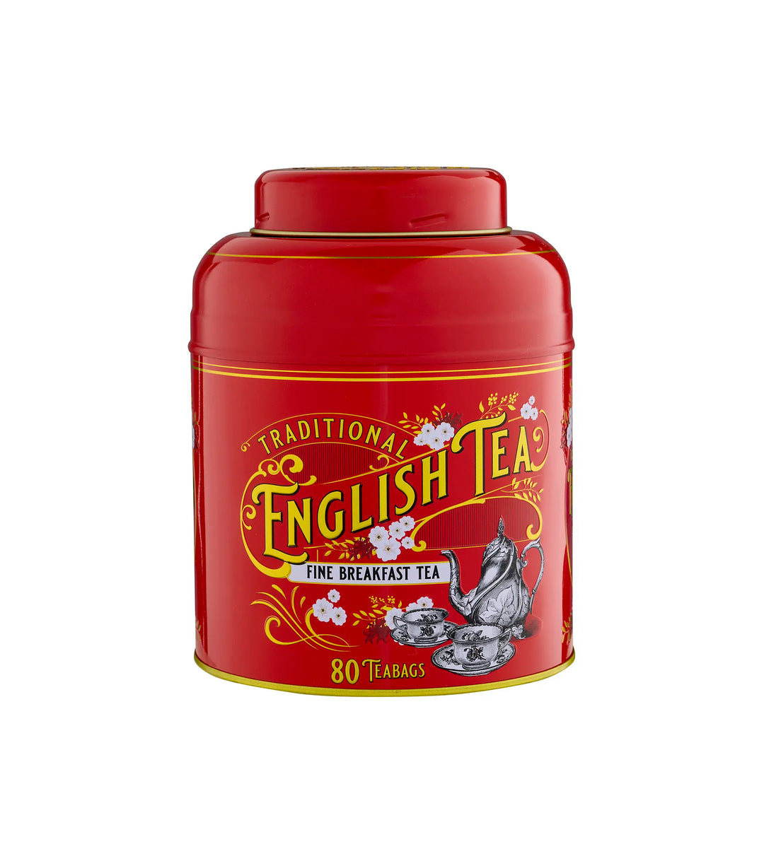 Vintage Victorian 80 Teabag Tea Caddy - Blood Red - New English Teas