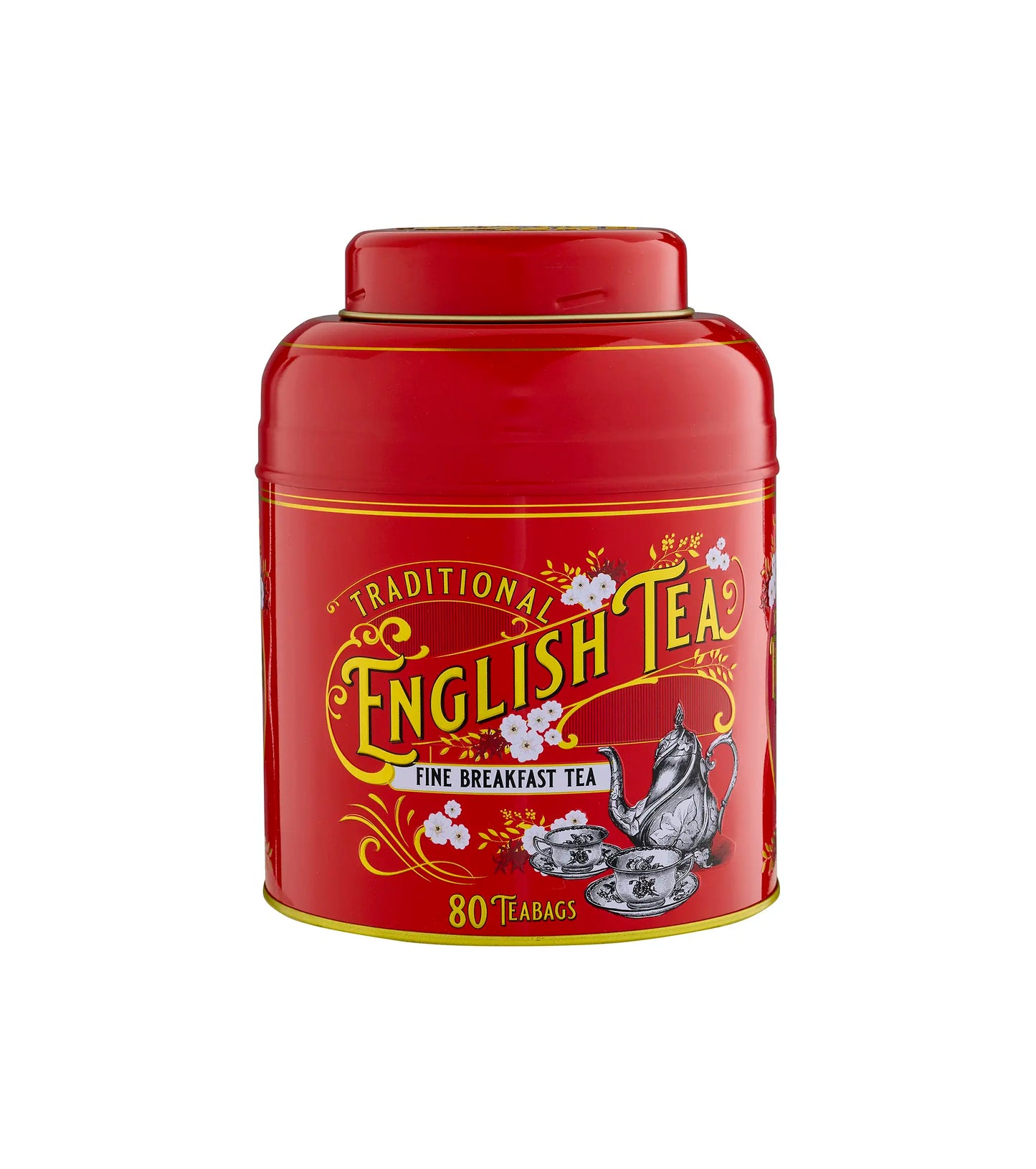 Vintage Victorian 80 Teabag Tea Caddy - Blood Red - New English Teas