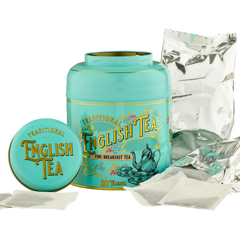 Vintage Victorian 80 Teabag Tea Caddy - Mint Green - New English Teas