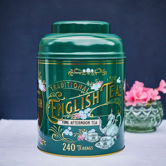 Vintage Victorian 240 Teabag Tea Caddy - Bottle Green - New English Teas