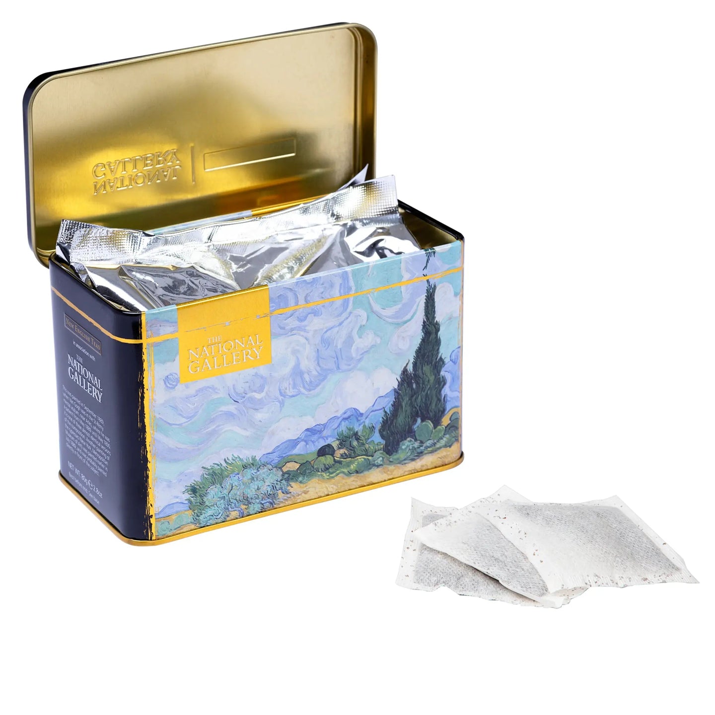 Wheatfield With Cypresses by Vincent Van Gogh - Classic Tea Tin - 40 English Afternoon Teabags Tea Tins New English Teas 