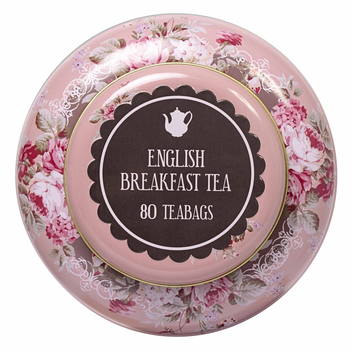 Floral English Fine Teas Tea Caddy With 80 English Breakfast Teabags - Peach Tea Tins New English Teas 