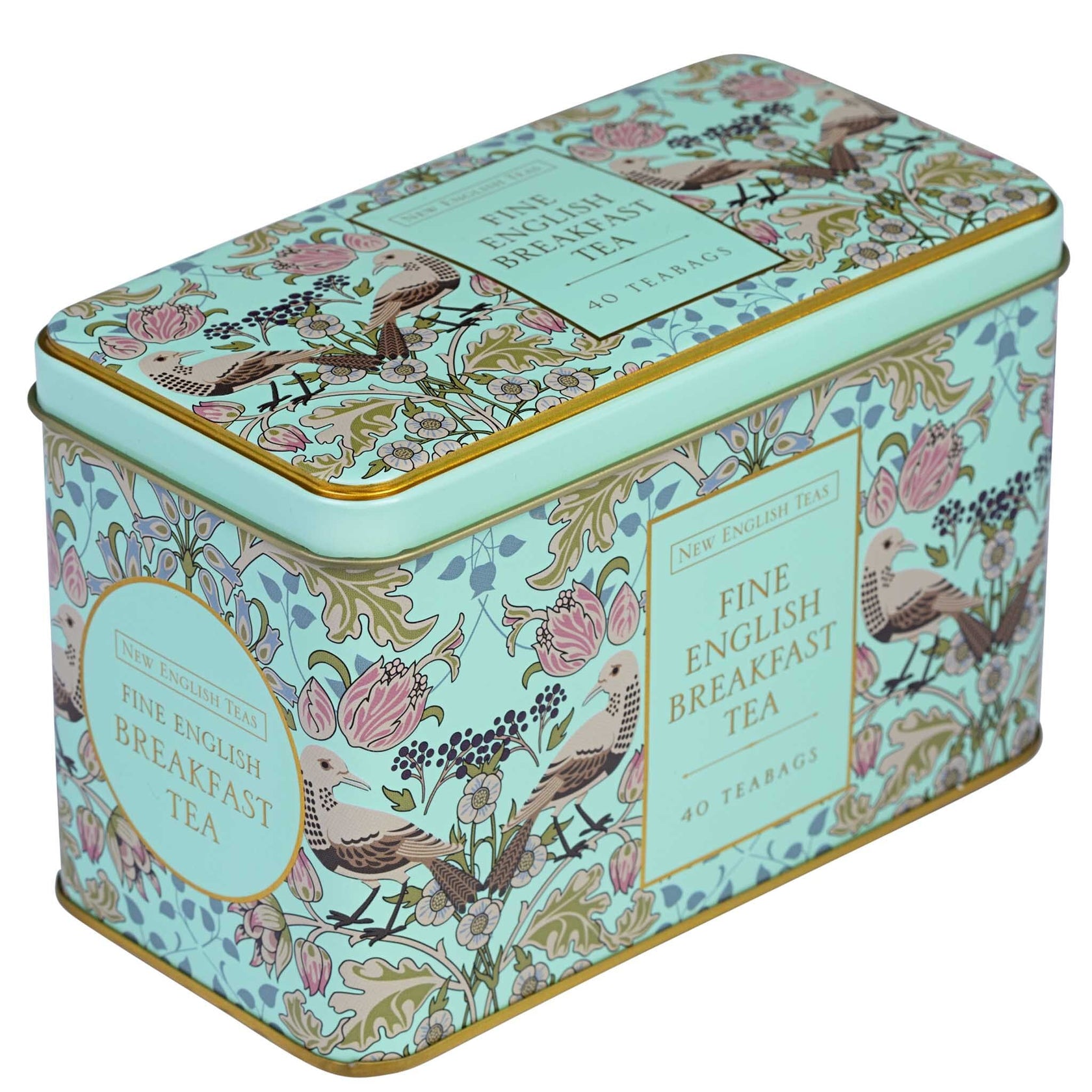 The Song Thrush & Berries Tea Tin in Mint Green - New English Teas