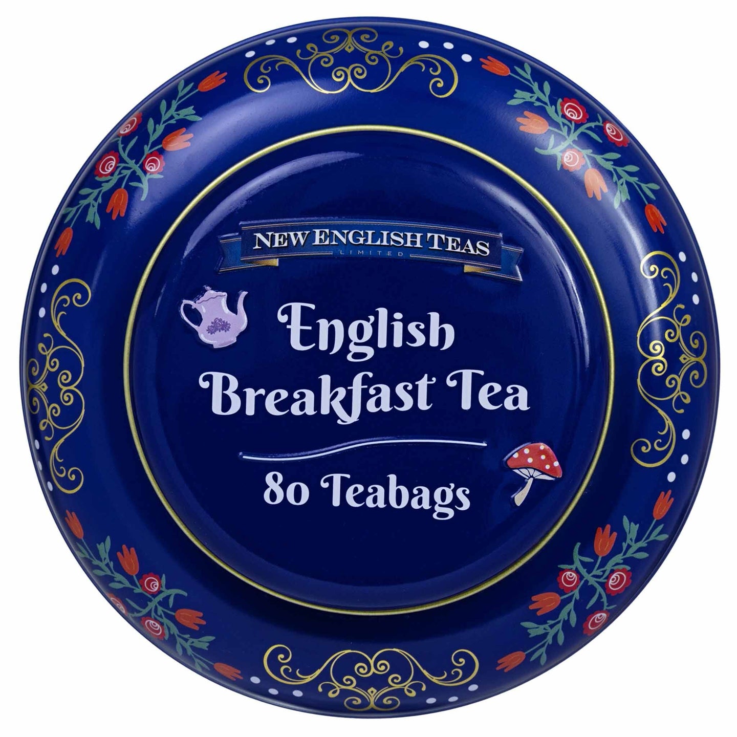 Midnight Alice in Wonderland Tea Caddy with 80 English Breakfast Teabags Tea Tins New English Teas 