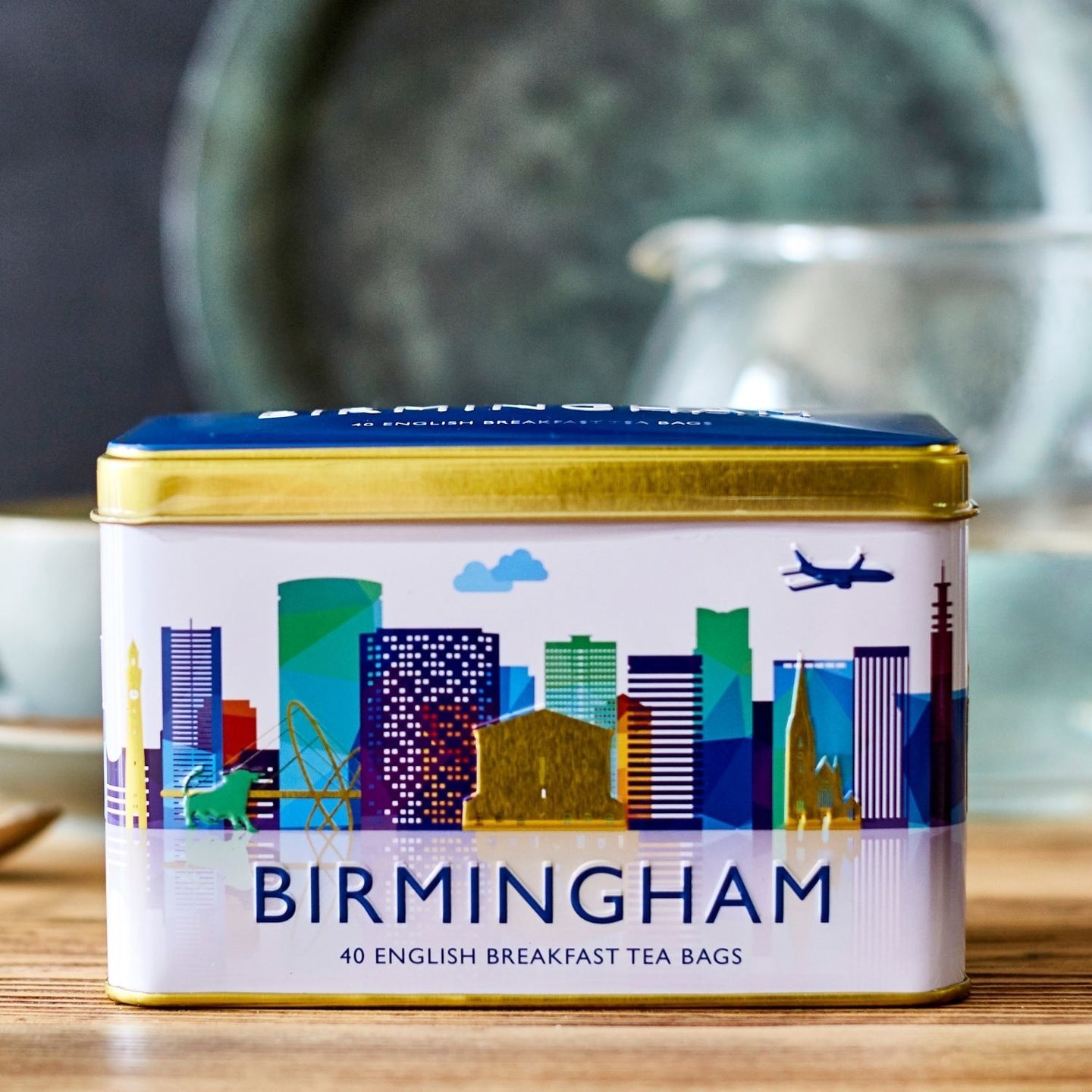 Birmingham Skyline Tea Tin with 40 English Breakfast teabags Black Tea New English Teas 