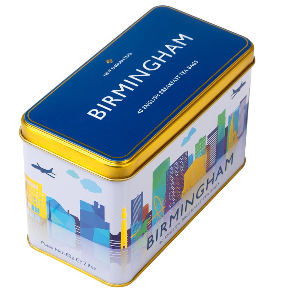 Birmingham Skyline Tea Tin with 40 English Breakfast teabags Black Tea New English Teas 