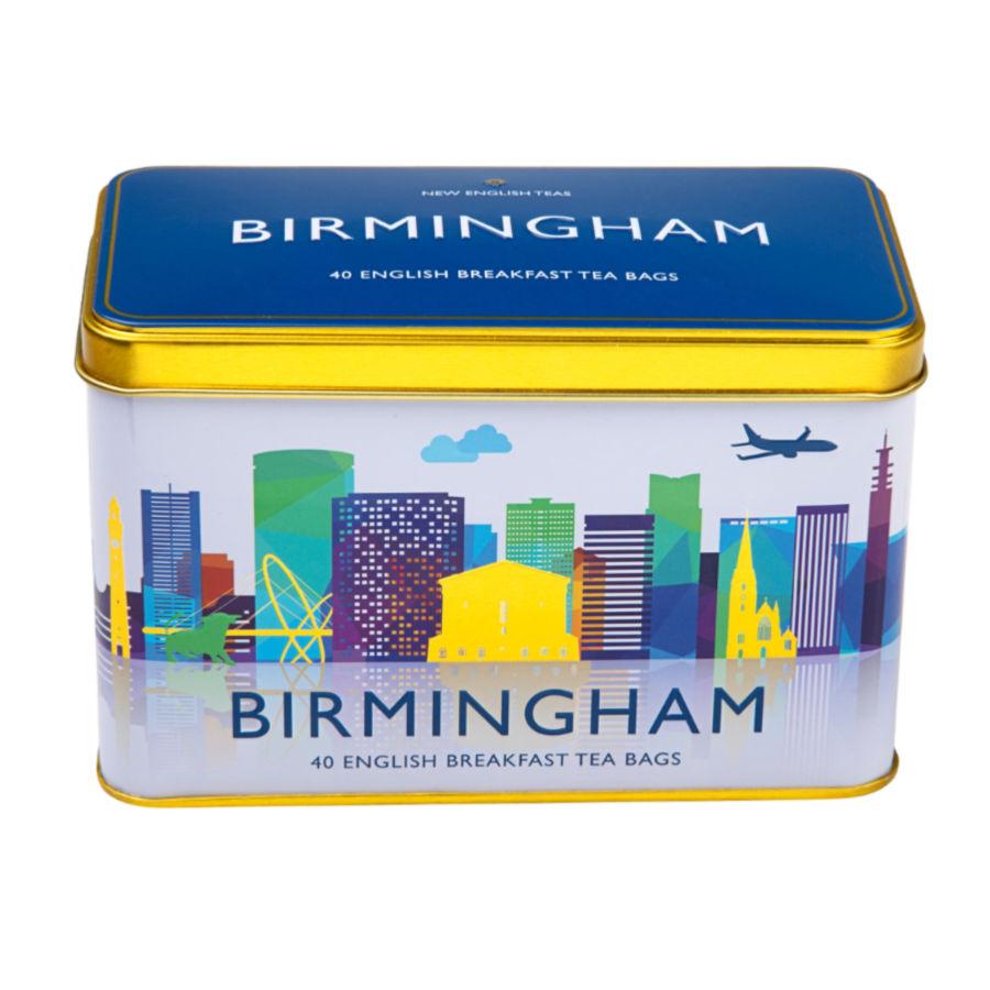 Birmingham Skyline Tea Tin with 40 English Breakfast teabags Black Tea New English Teas 