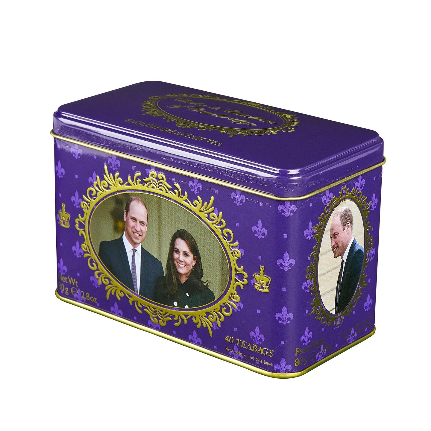 Duke and Duchess of Cambridge English Breakfast Tea Tin 40 Teabags Black Tea New English Teas 