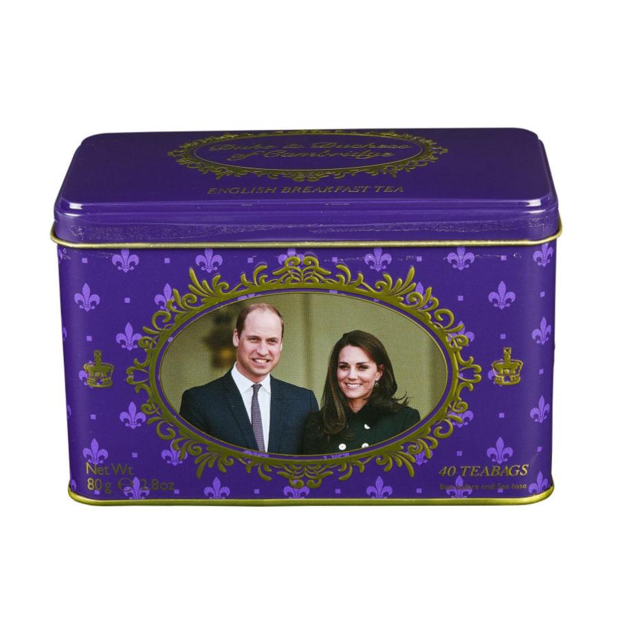 Duke and Duchess of Cambridge Tin with 40 English Breakfast teabags Black Tea New English Teas 