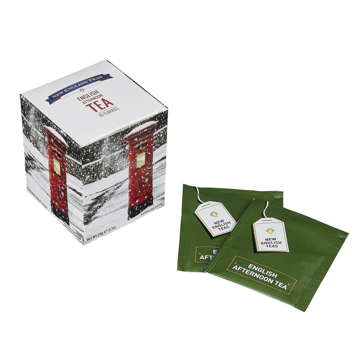 English Post Box Snow Scene Afternoon Tea 10 Teabag Carton Black Tea New English Teas 